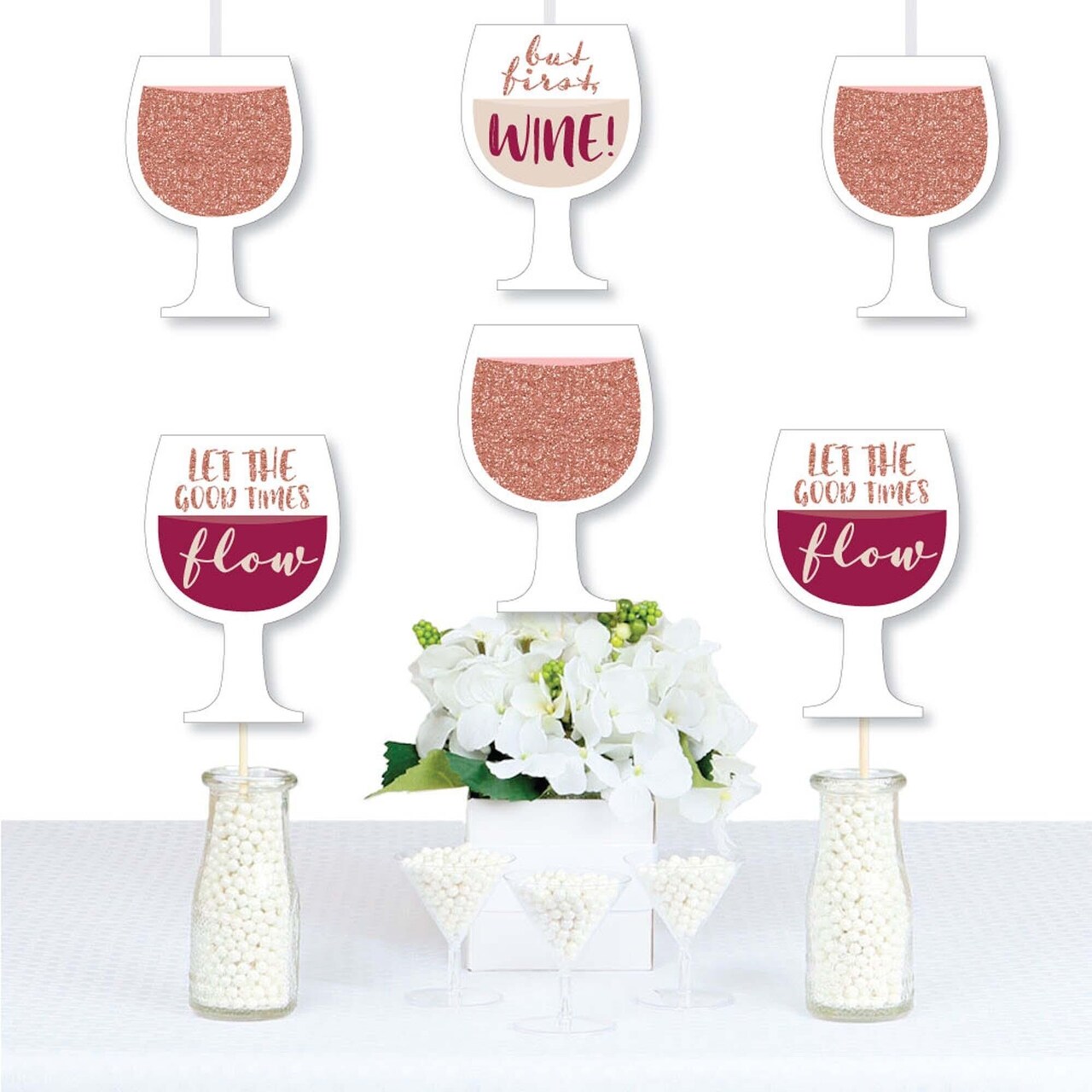 Big Dot of Happiness But First, Wine - Wine Glass Decorations DIY Wine Tasting Party Essentials - Set of 20